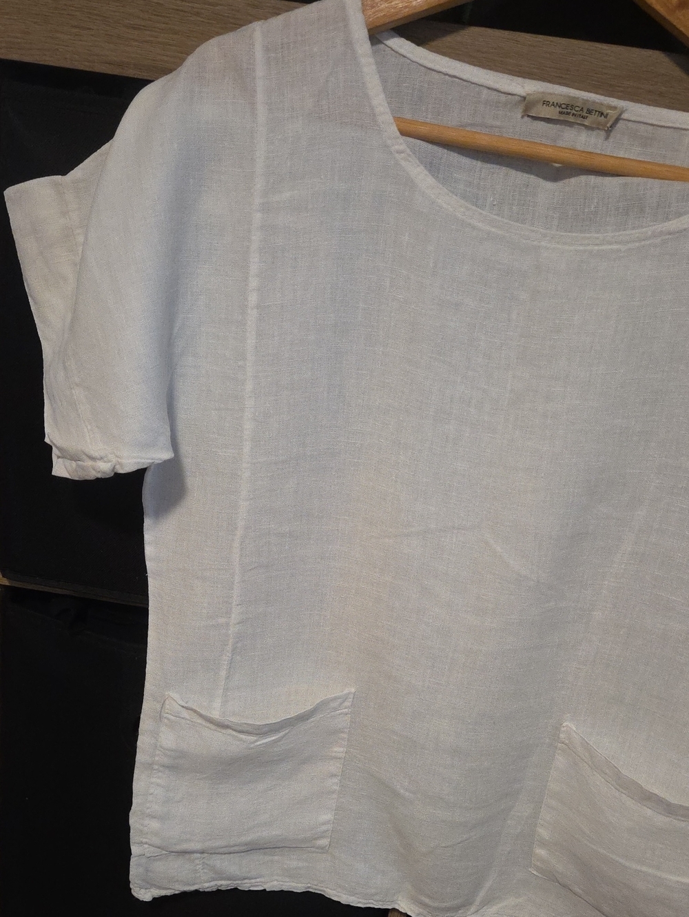 Francesca Bettini White Linen Short-Sleeve Shirt